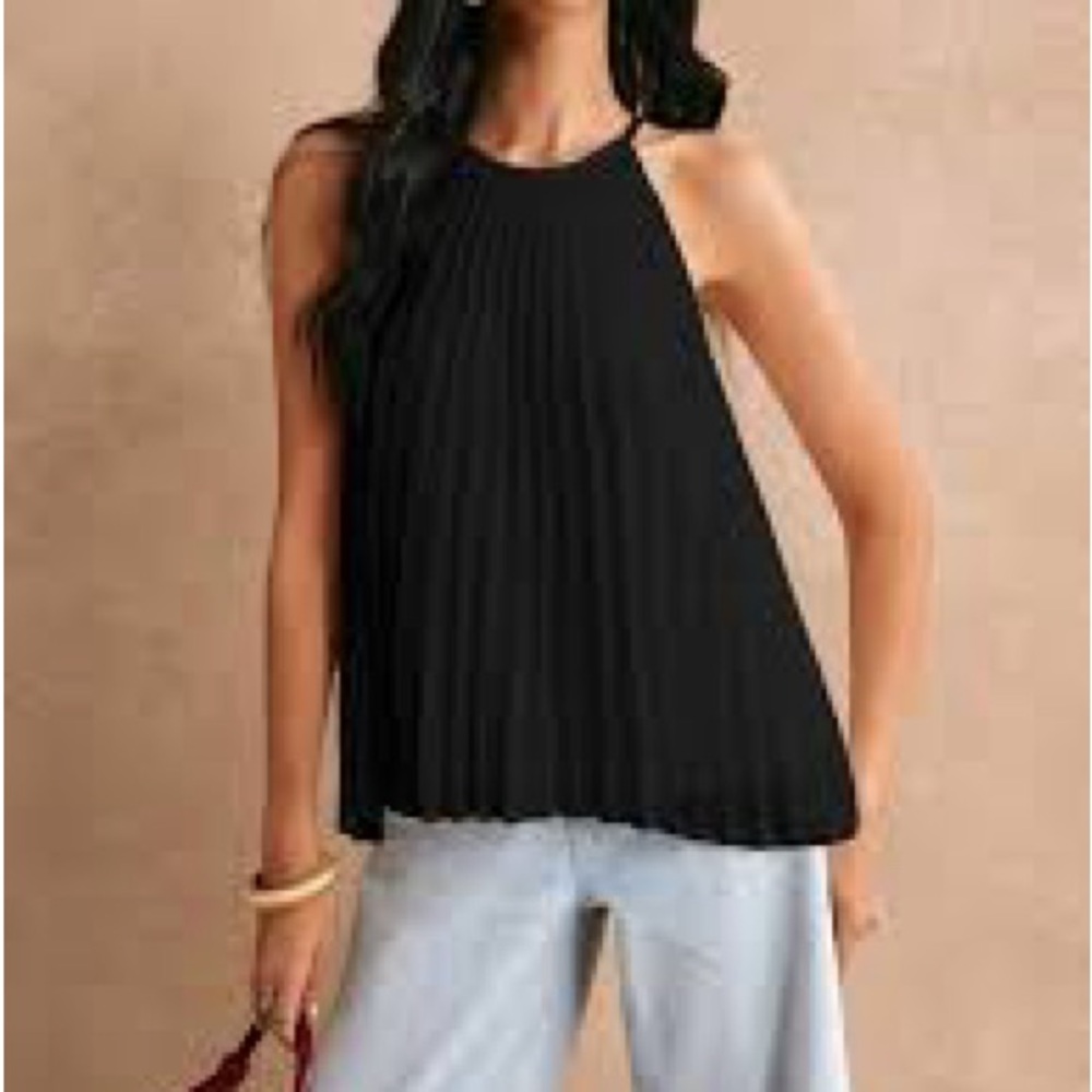 Express Black Pleated Halter Top